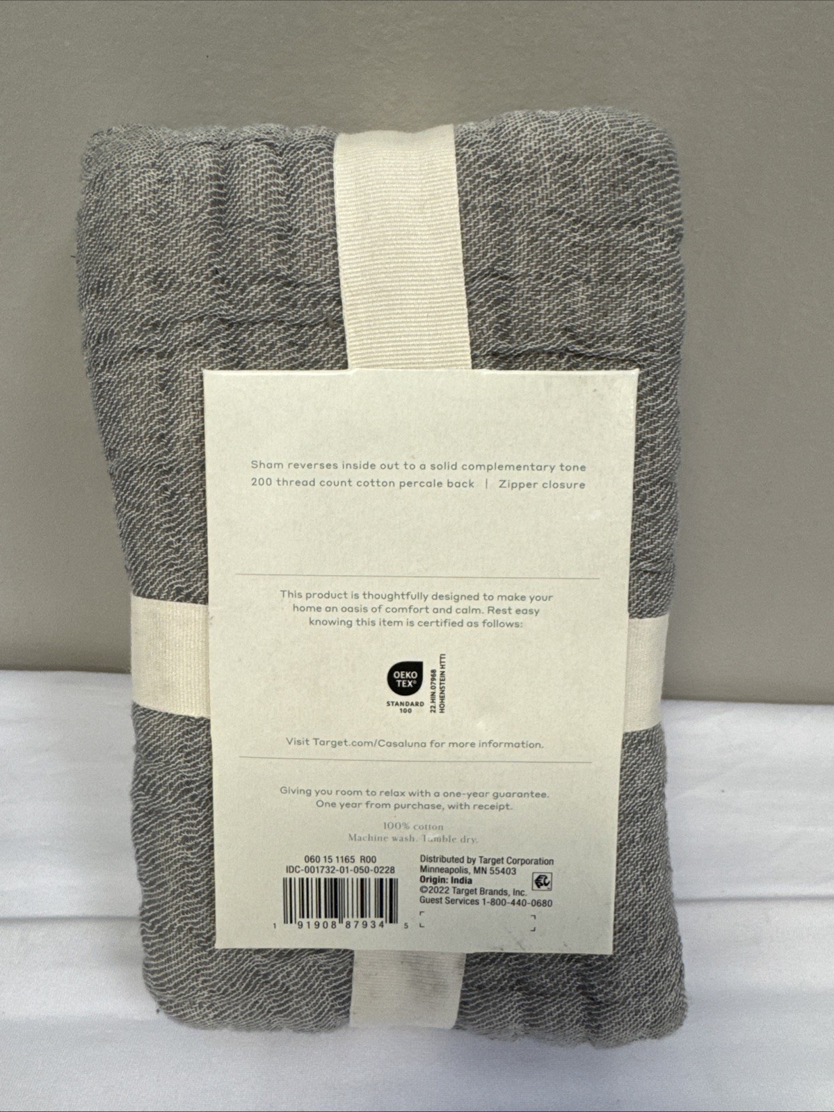 Casaluna Reversible Chambray Cotton Sham Gray. Standard 100% Cotton gallery