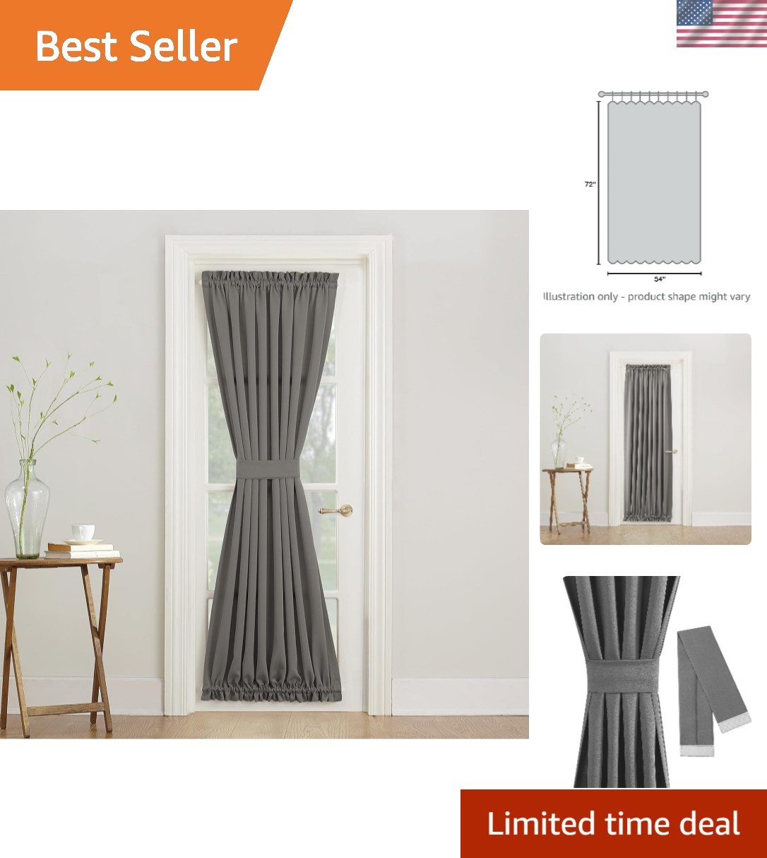 Versatile Energy Efficient Door Curtain, 54" x 72" Steel - Perfect for All Rooms gallery