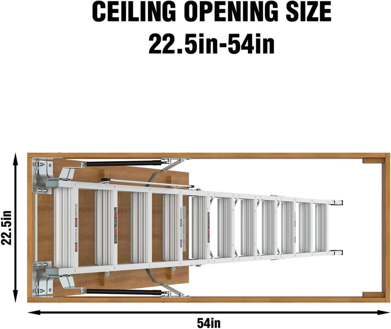 Aluminum Attic Ladder Pull Down Loft Stairs 375LB Capacity 22.5" x 54" gallery