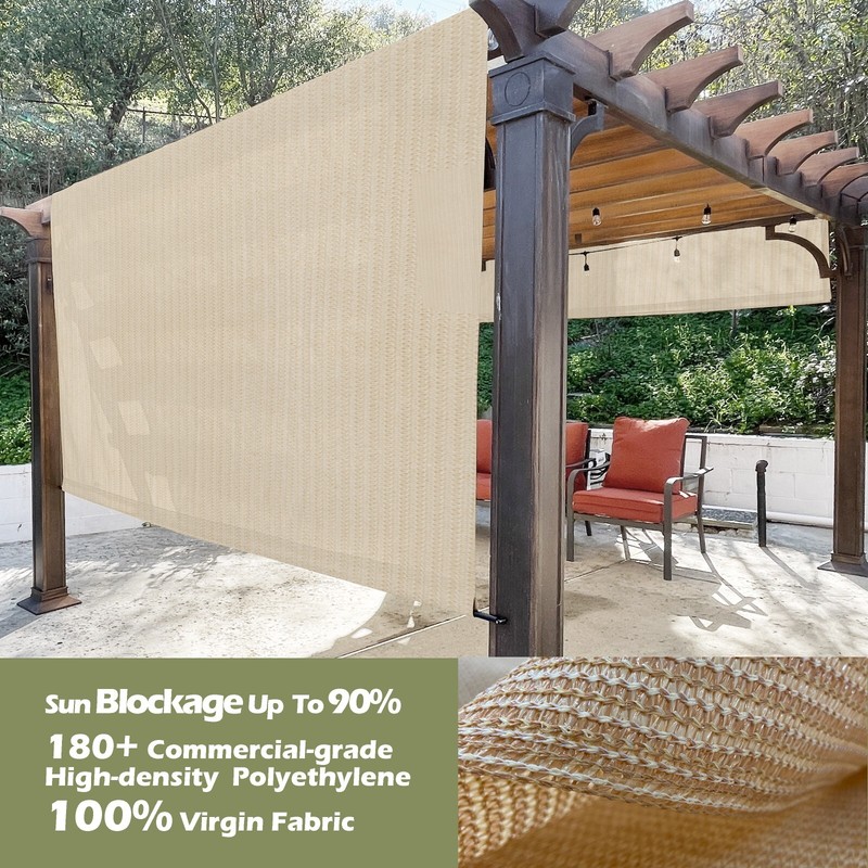90% UV Block HDPE Permeable Canopy Replacement Pergola Shade Cover w/Rod Pocket gallery
