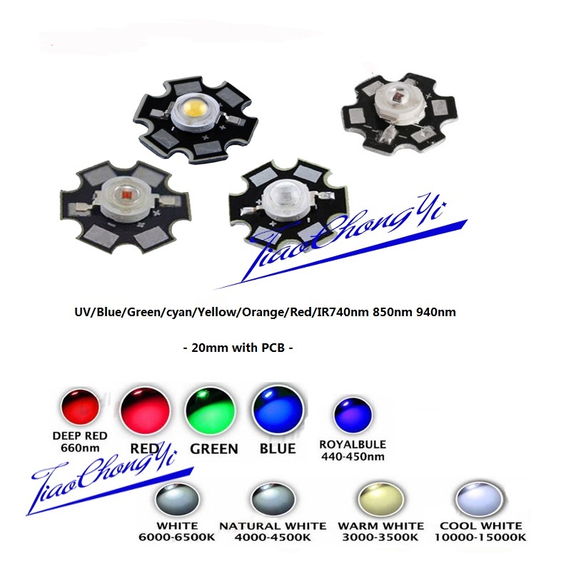 50PCS 3W watts High Power SMD LED COB Chip Lights Beads White Red Blue With PCB gallery