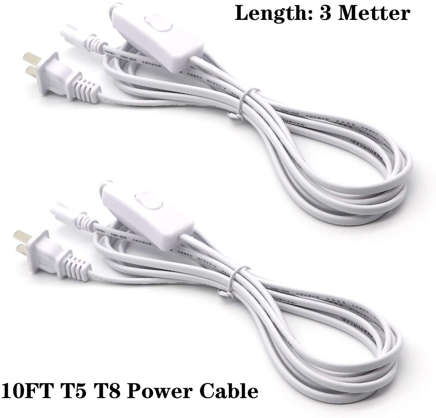 2 PACK 10FT Power Cable Wire for Integrated LED Tube Light T5 T8 Double End 3Pin gallery