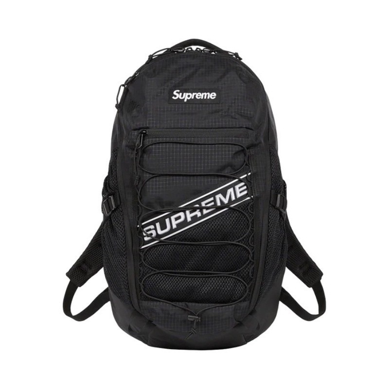 Box logo Black Nylon Hiking Backpack Adjustable Padded Straps  
