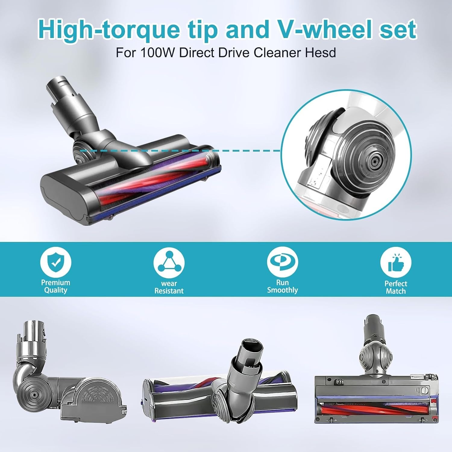 Ball Wheel+100W High Torque Cleaner Head Connector Fits for Dyson V10 V11 V15 G5 gallery