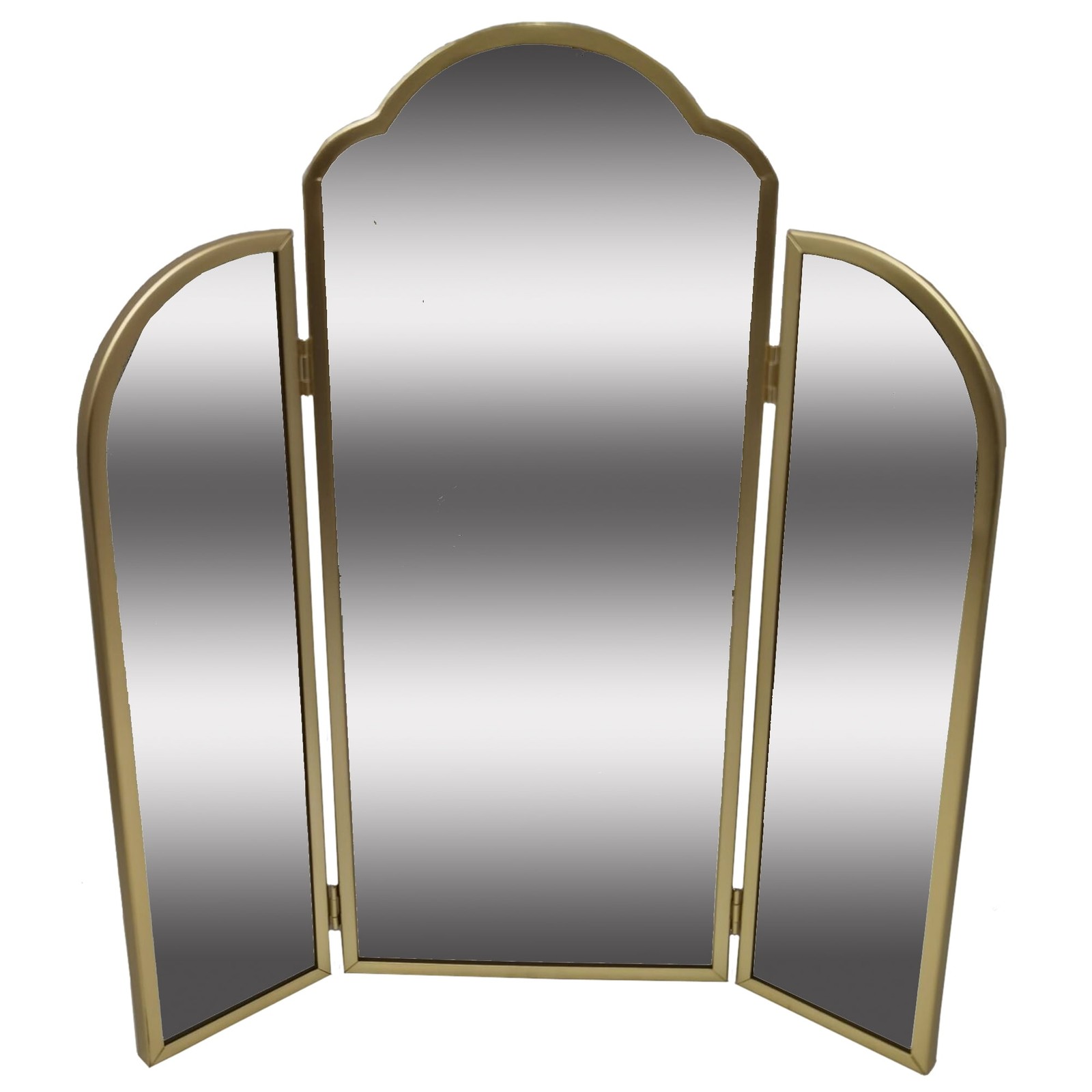 Beautiful Trifold Adjustable Vanity Mirror 3-Way Arched Gold Trifold Mirror gallery
