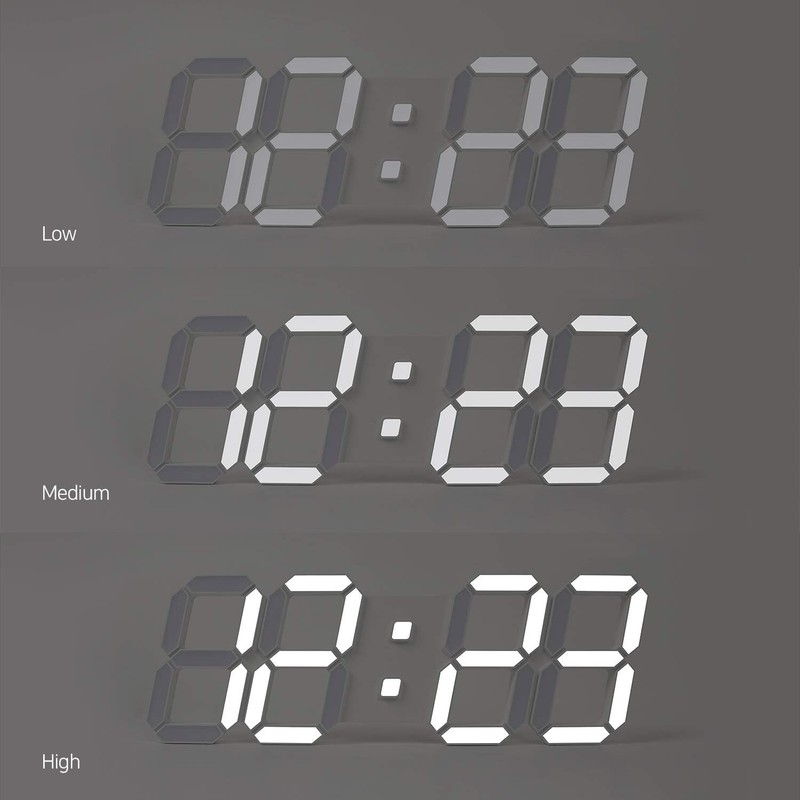 3D LED Digital Alarm Clock 8.5" — Auto-Dimming, Temp/Date, White Desk Clock gallery