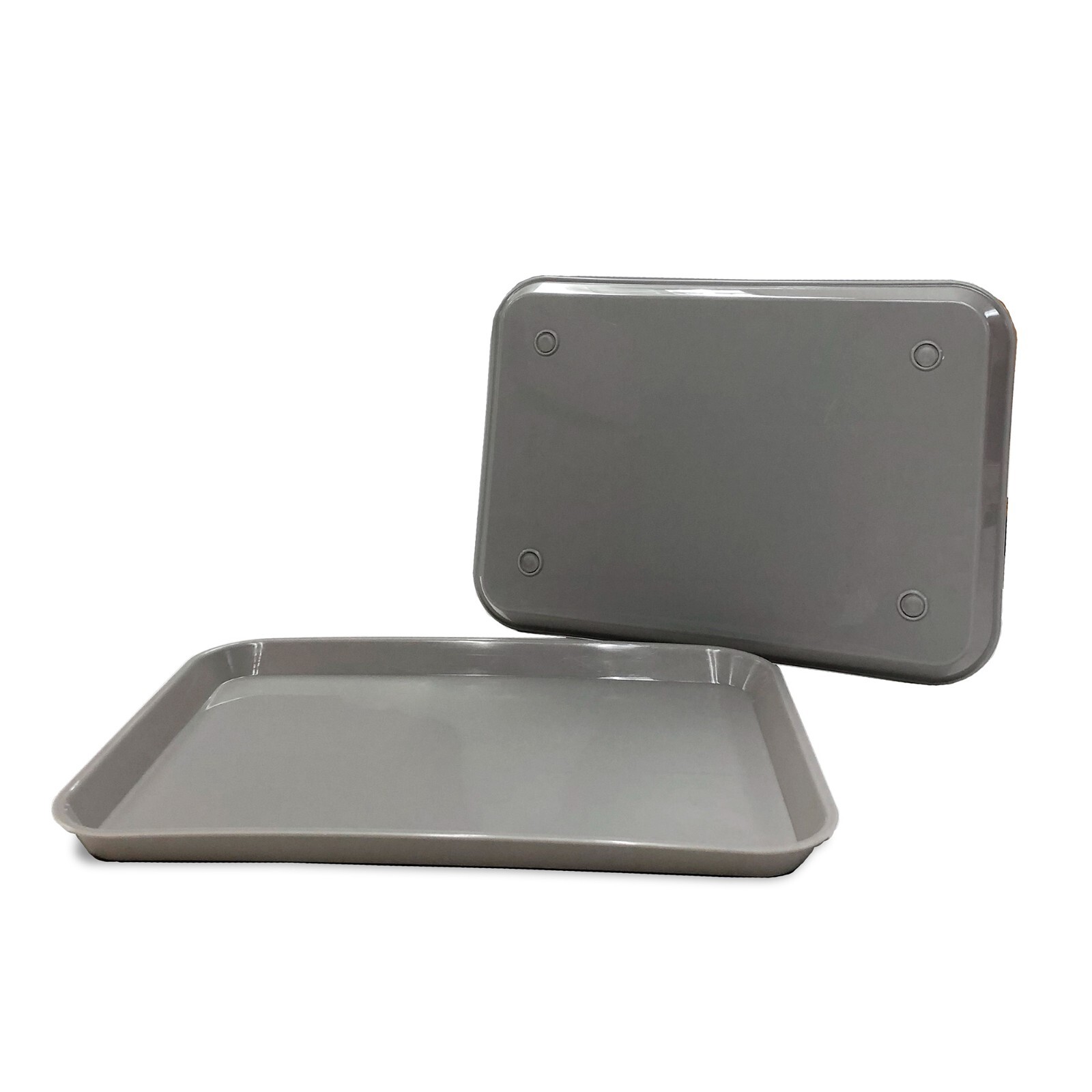 Plastic Eating Food Serving Tray for Cafeteria Lunch Kids 13.25" x 9.75", Gray gallery