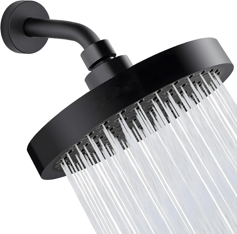 6 Inch Black Shower Head High Pressure Rain Luxury Modern Bathroom Showerhead gallery