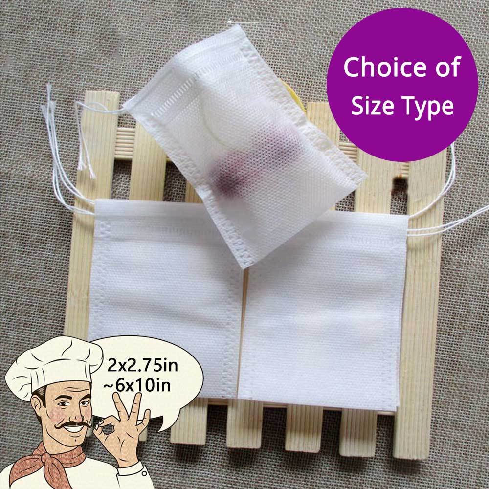 Assorted Sizes Non-woven Empty Tea Bags Loose Herbs Teabag with Drawstring gallery