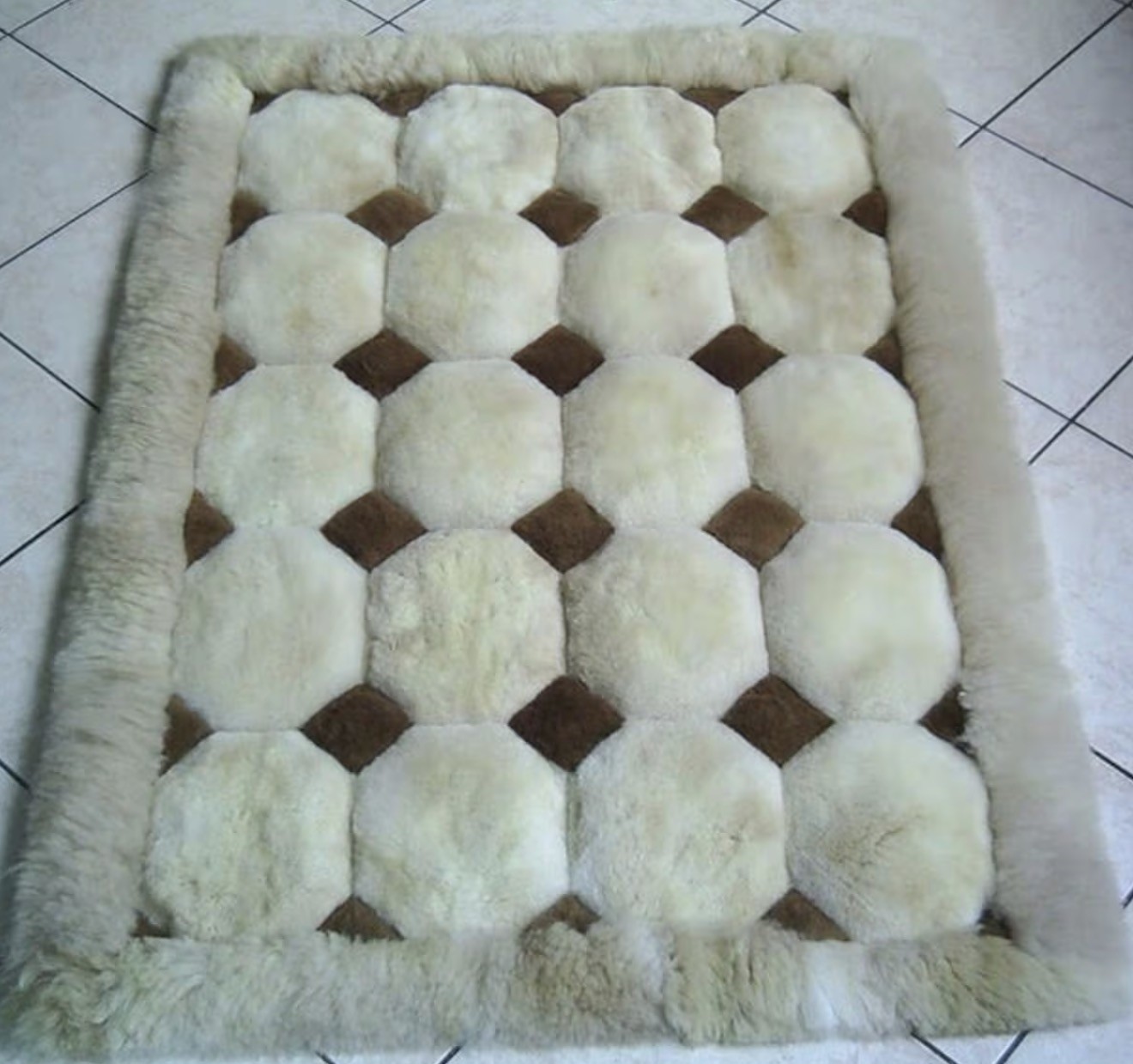 61 x 46" ALPACA Fur Rug Throw White Brown Made in Peru gallery