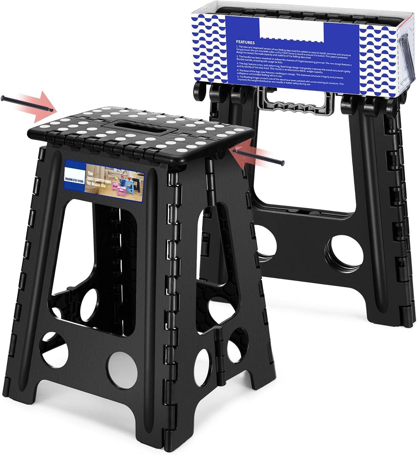 Folding Step Stool Plastic Foldable Stools Upgraded Lock Version 11" 16" 17.5" gallery