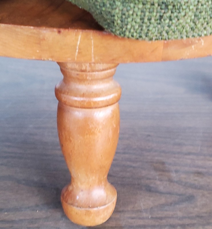 Vtg Colonial Stacking Foot Stool Ottoman Green Tweed Cushion 50s/60s MCM 16” gallery