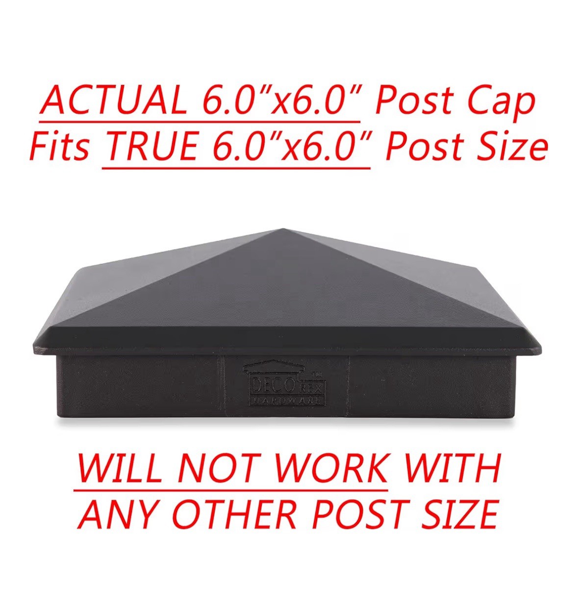 Qty-9 DECOREX Black Aluminum Pyramid Cap For True Actual 6” X 6” Wood Fence Post gallery