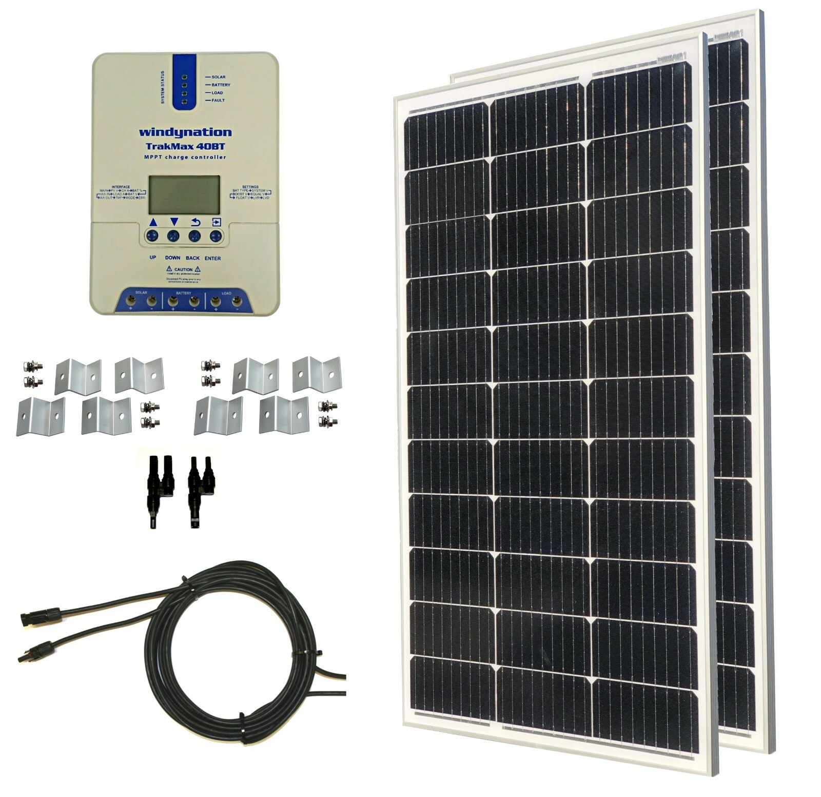 WindyNation 200W Monocrystalline Solar Panel Kits MPPT 40A Charge Controller gallery