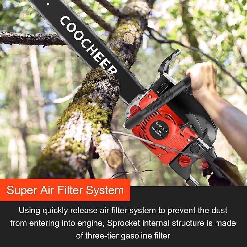 62CC Gas Powered Chainsaw 2 Stroke 2 Chains 20'' Gas Chainsaw 3.5HP Easy Start-✅ gallery