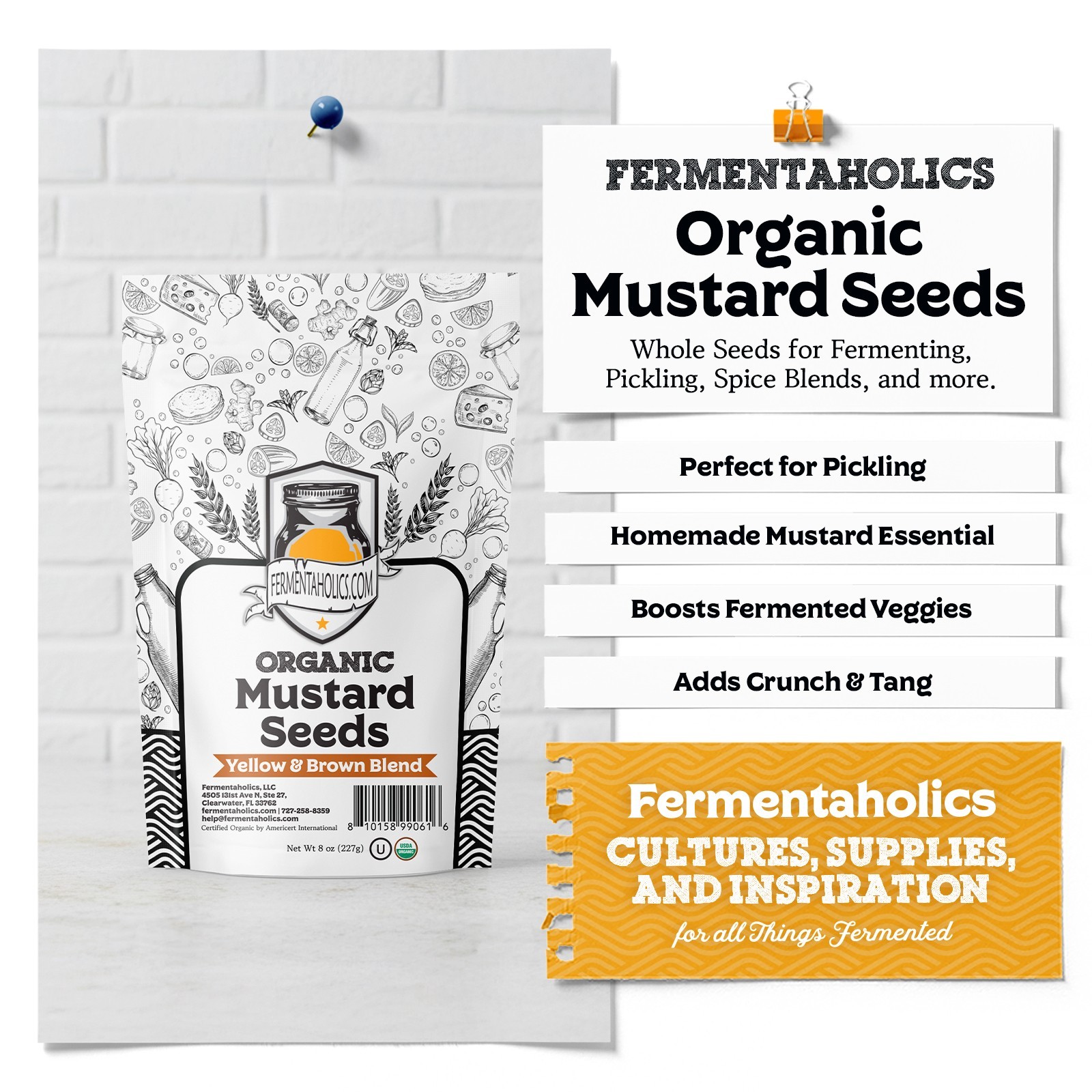 Fermentaholics Mustard Seed Blend - Yellow and Brown. Organic, 8 oz gallery