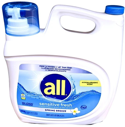 All Sensitive Fresh Liquid Laundry Detergent 208 fl oz 166 Loads Hypoallergenic gallery