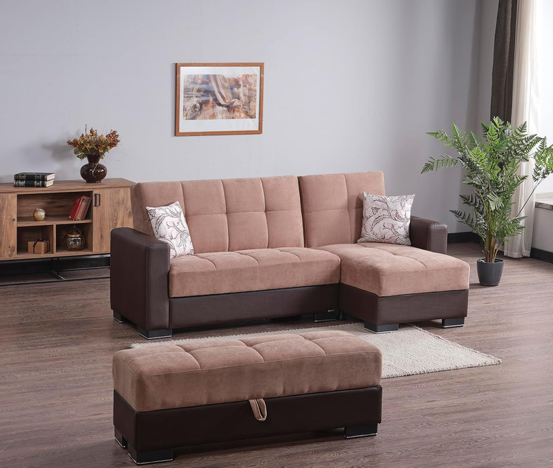 Beige Convertible Storage Ottoman Bench with Lift-Top for Living Room & Bedroom gallery