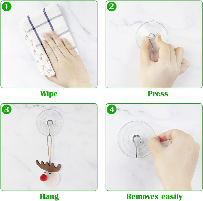 Suction Cup Hooks, 2.5 Inches Clear PVC Suction Cups with Metal Hook gallery