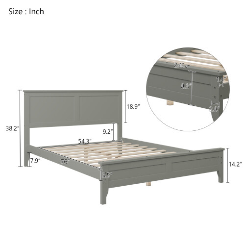 Solid Wood Platform Bed Frames with Headboard & Footboard Full/Queen/King Size gallery