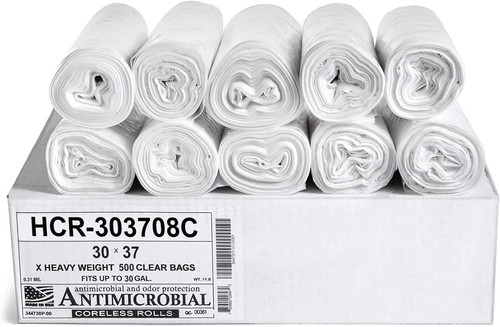 High Density Trash Bags, 30 Gallon, 500 Count, 8 Micron eq, 30" x 37", Clear,... gallery