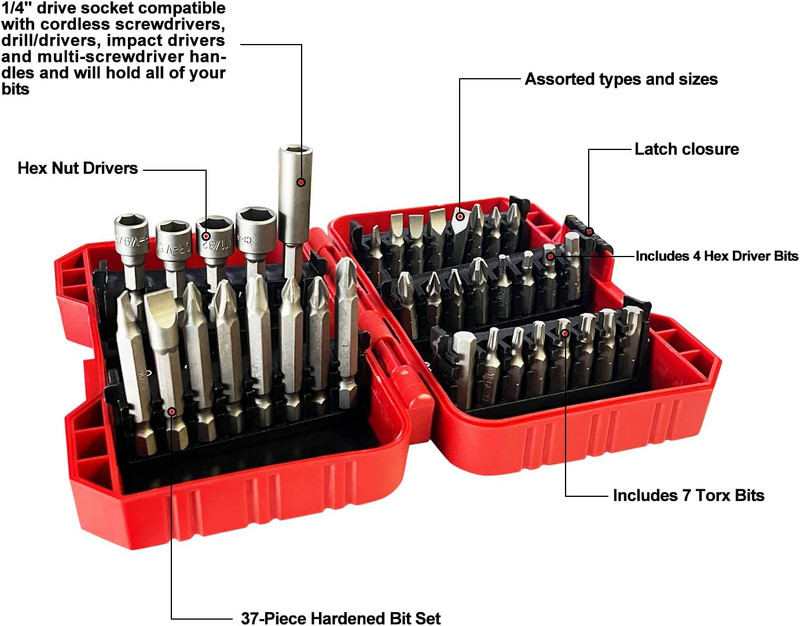 37 Piece Impact Screwdriver Bit Set Nut Driver Torx Phillips Tool Magnetic Drill gallery