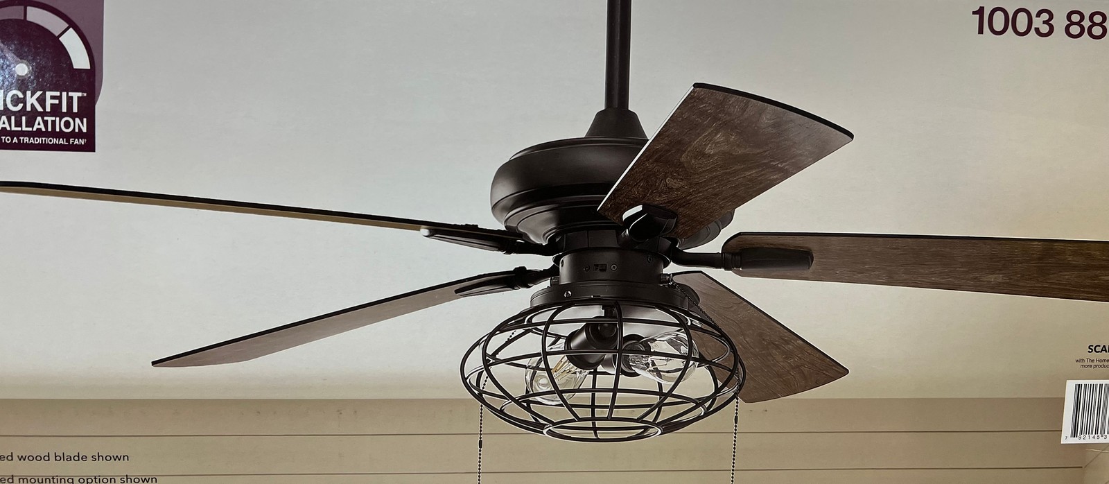 Home Decorators Ellard 52 in. LED Indoor Matte Black Ceiling Fan SEALED gallery