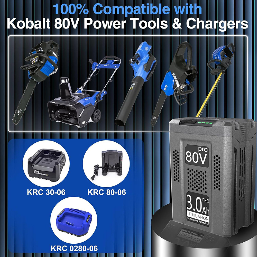 80V 3.0Ah Replacement Li-ion Battery for Kobalt 80V KB2580-06 KB580-06 KB680-06 gallery