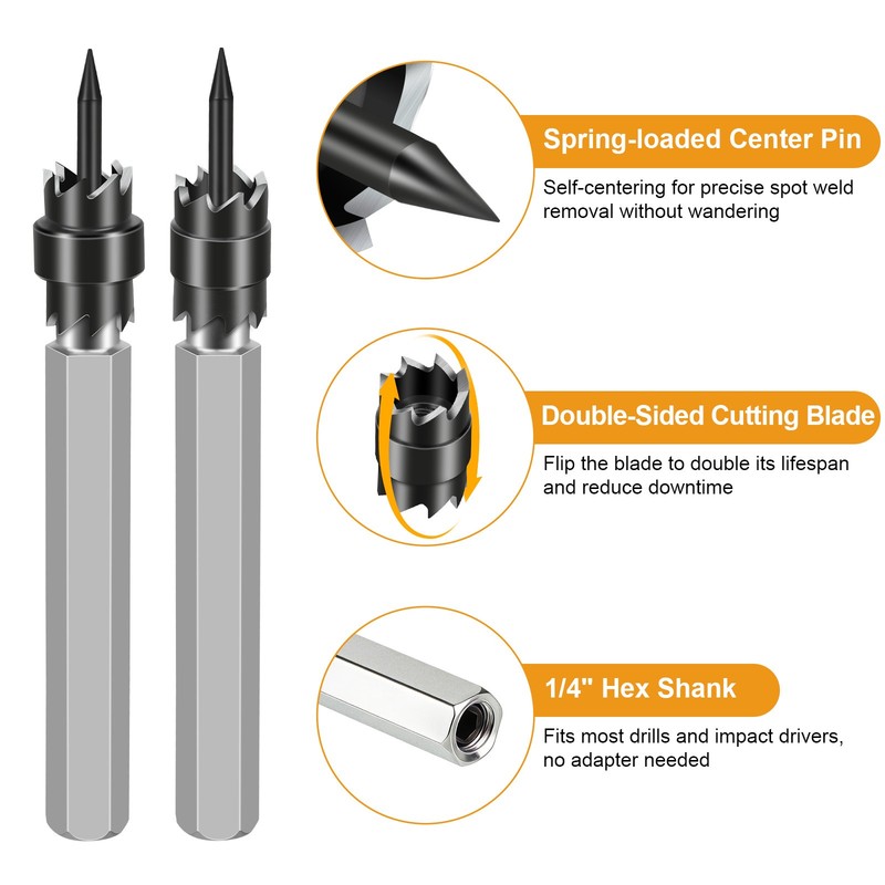 13x Spot Weld Cutter Set Double Sided 3/8" 5/16" Spot Welding Remover Drill Bits gallery