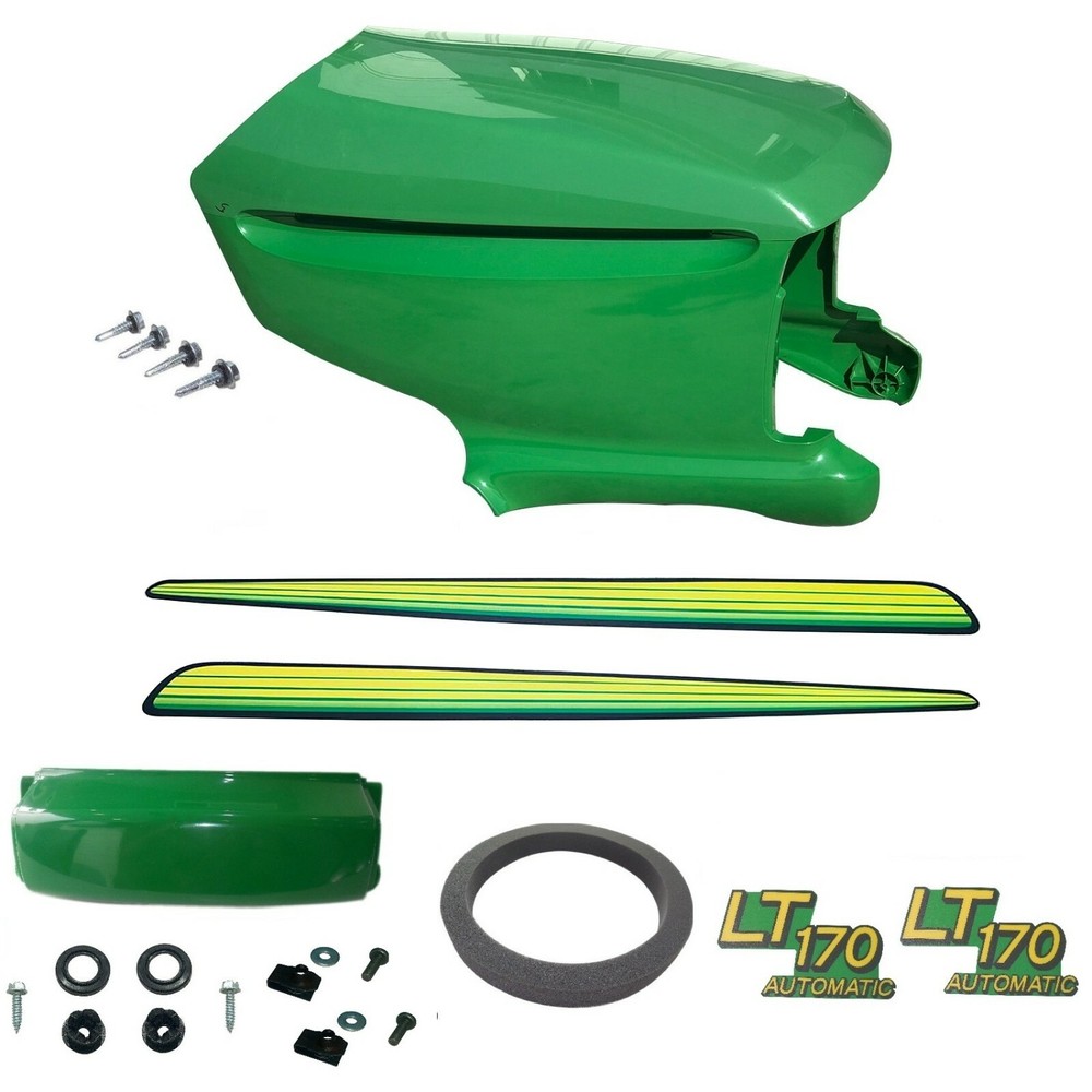 New Upper & Lower Hood/Bumper/Foam Isolator/LH&RH Stickers Fits John Deere LT170