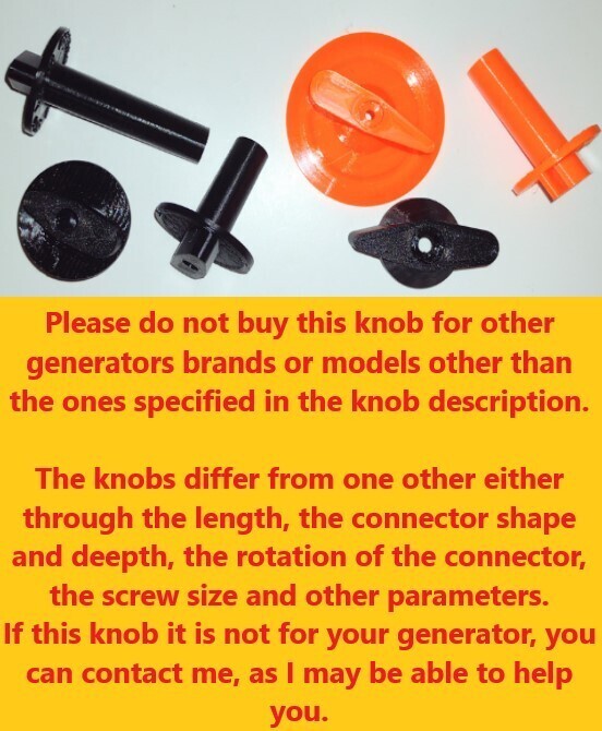 Champion 2000w stackable generator knob fuel switch + screw - 3D print part gallery