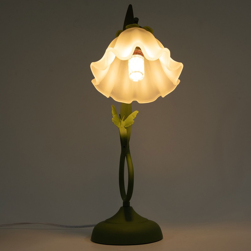 Flower Shape Glass Table Lamp Bedside Desk Light Fixture Green Reading Lamp... gallery