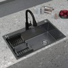 Black Drop In Kitchen Sink Workstation 28/30/32 Inch Single Bowl Stainless Steel gallery