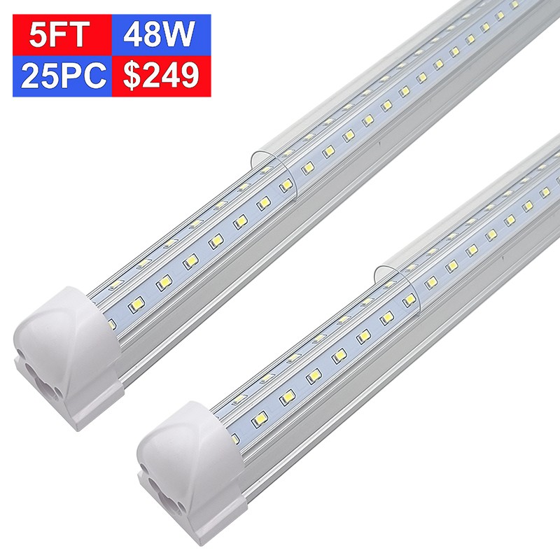 25 Pack 5Ft Led Cooler Lights Linkable T8 Led Bulb Integrated Fixture 48W 6500K gallery