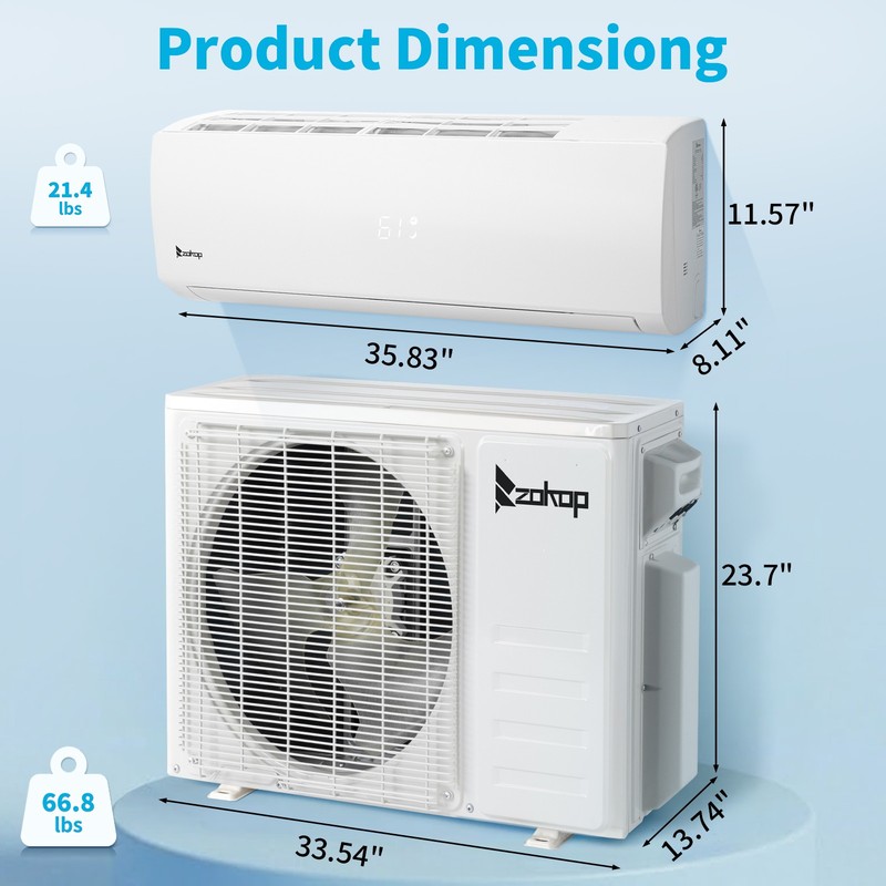 18000 BTU Mini Split Air Conditioner 230V Heat Pump 19 SEER INVERTER AC Ductless gallery