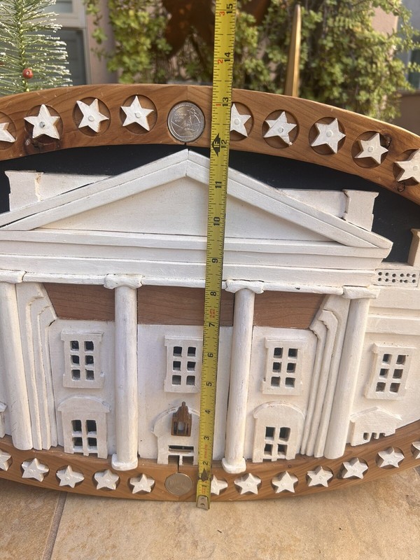White House Intarsia Pattern - COMPLETED 4.11 pounds, 23-1/2” wide wall art gallery