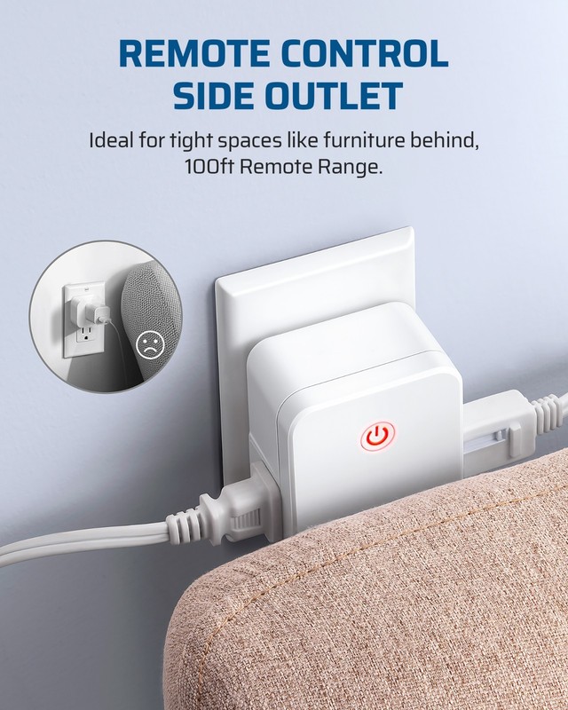 DEWENWILS Indoor Wireless Remote Control Outlet Switch with 2 Outlets No Wiring gallery