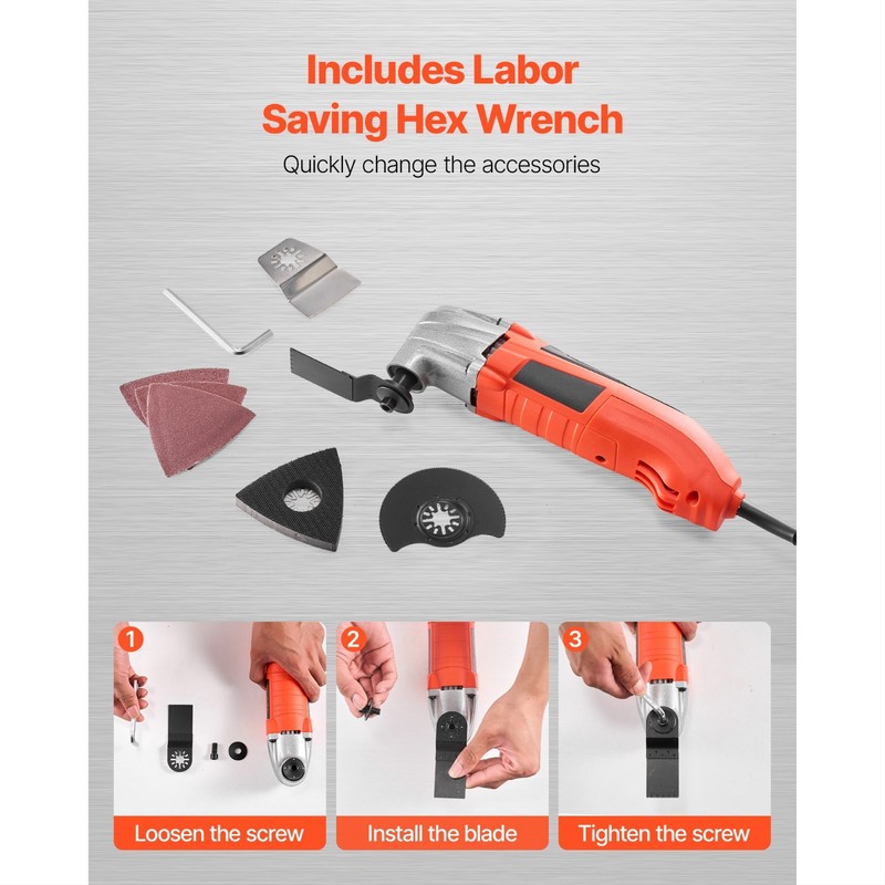 Oscillating Multi-Tool Kit, 2.2Amp Corded Electric Tool with 22,000 OPM Speed gallery