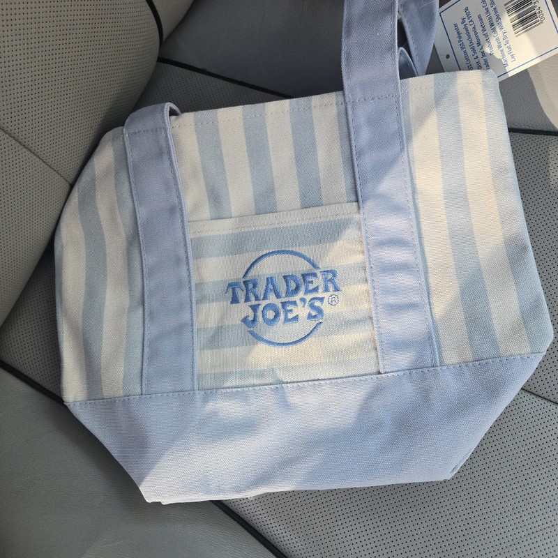 SAME DAY SHIPPING - Trader Joe’s Mini Pastel Stripe Tote Bag Set of 4 gallery