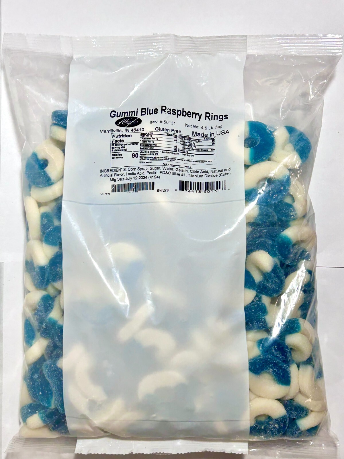 Blue Raspberry Gummy Ring Candy 8oz 1LB 2LB 3LB 4LB 4.5LB Bag Fresh Candy gallery