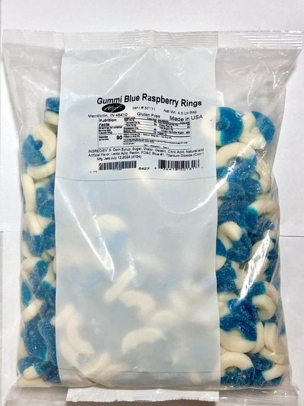Blue Raspberry Gummy Ring Candy 8oz 1LB 2LB 3LB 4LB 4.5LB Bag Fresh Candy gallery