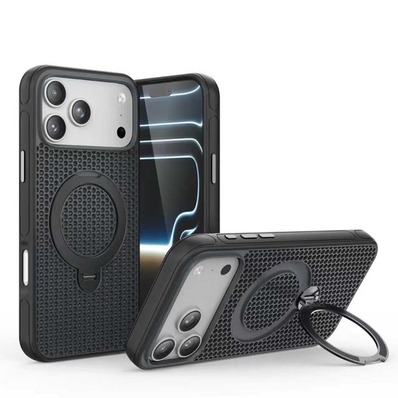 For iPhone 17 Pro Max 16 15 14 Shockproof Stand Mag Safe Heat Dissipation Case gallery