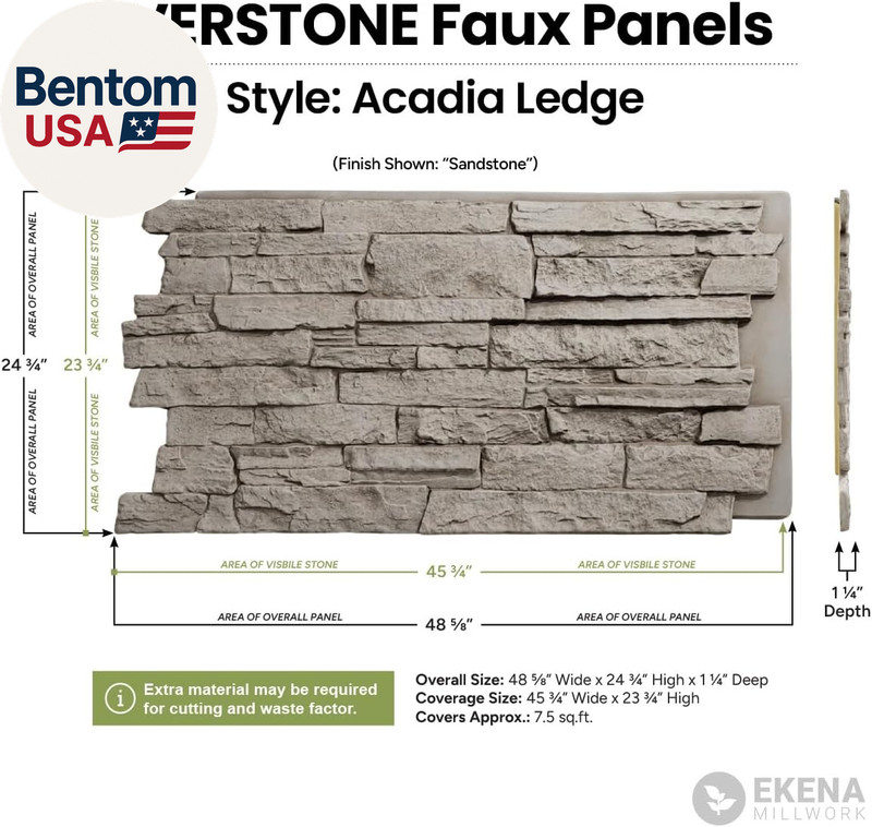 Everstone Acadia Ledge Faux Stone Panel, 49"W X 25 1/2"H X 1 1/4"D, Ocean Floor gallery