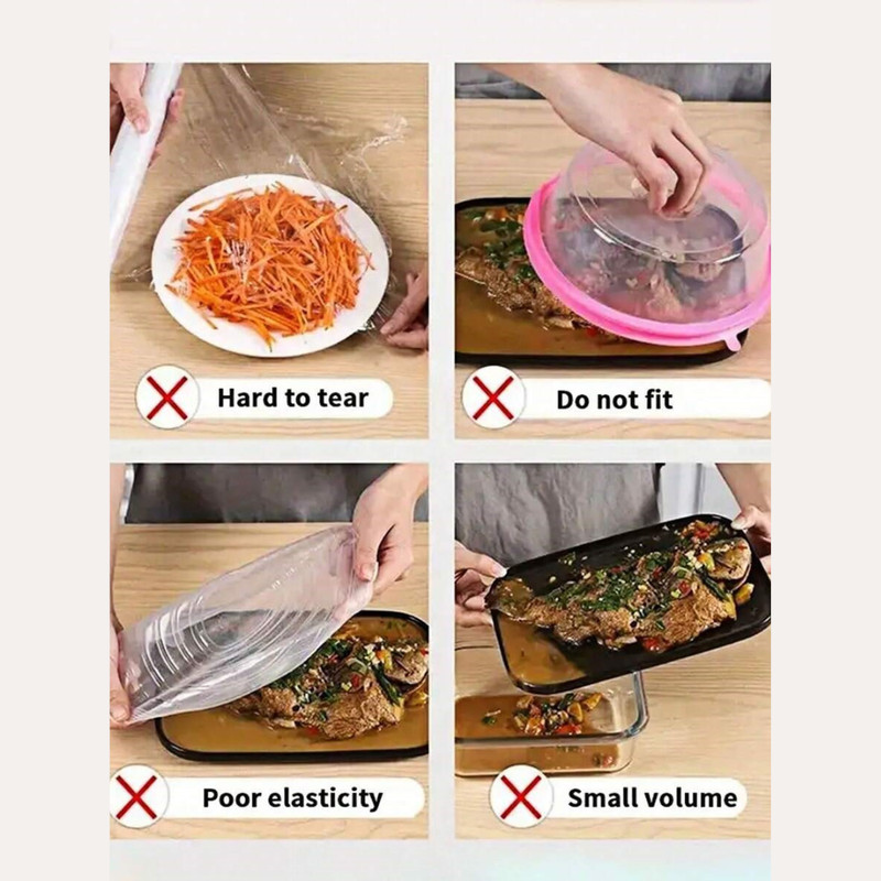 100Pcs Transparent Plastic Wrap for Fruits, Bowls, Cups - Ideal for Kitchen Use gallery