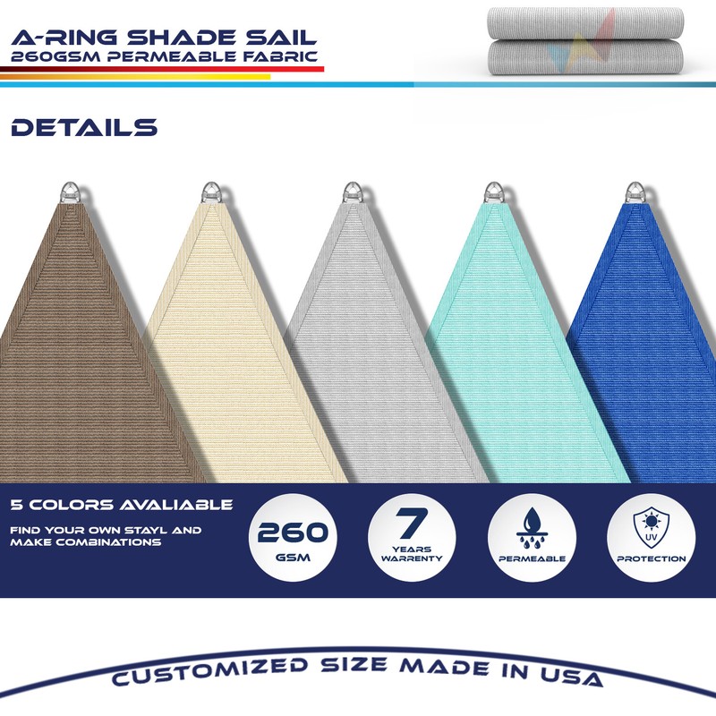 25/26/27ft Gray Triangle Sun Shade Sail Outdoor Steel Cable UV Blockage 260GSM gallery