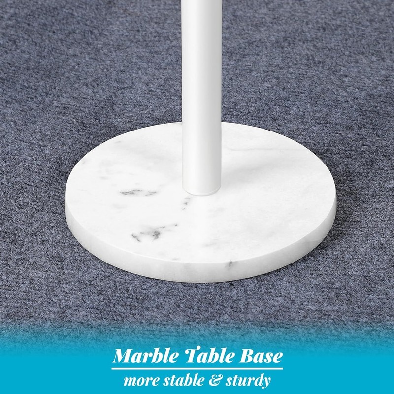 Small Drink Table for Small Spaces Round End Table w/Marble Base for Sofa Couch gallery
