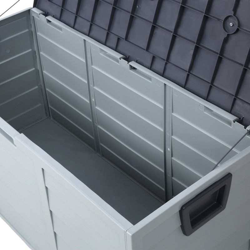 All Weather UV Pool Deck Box Storage 75 Gallon Shed Bin Backyard Patio w/ Wheel gallery