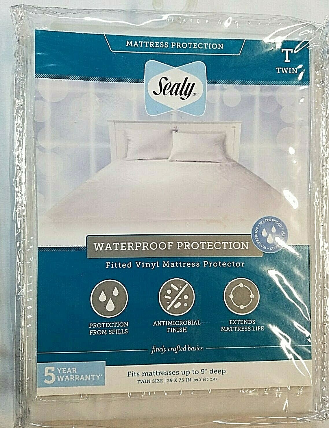 SEALY BEDDING MATTRESS PROTECTION UP TO 9" DEEP TWIN SIZE 39 X 75 IN (99X190CM) gallery