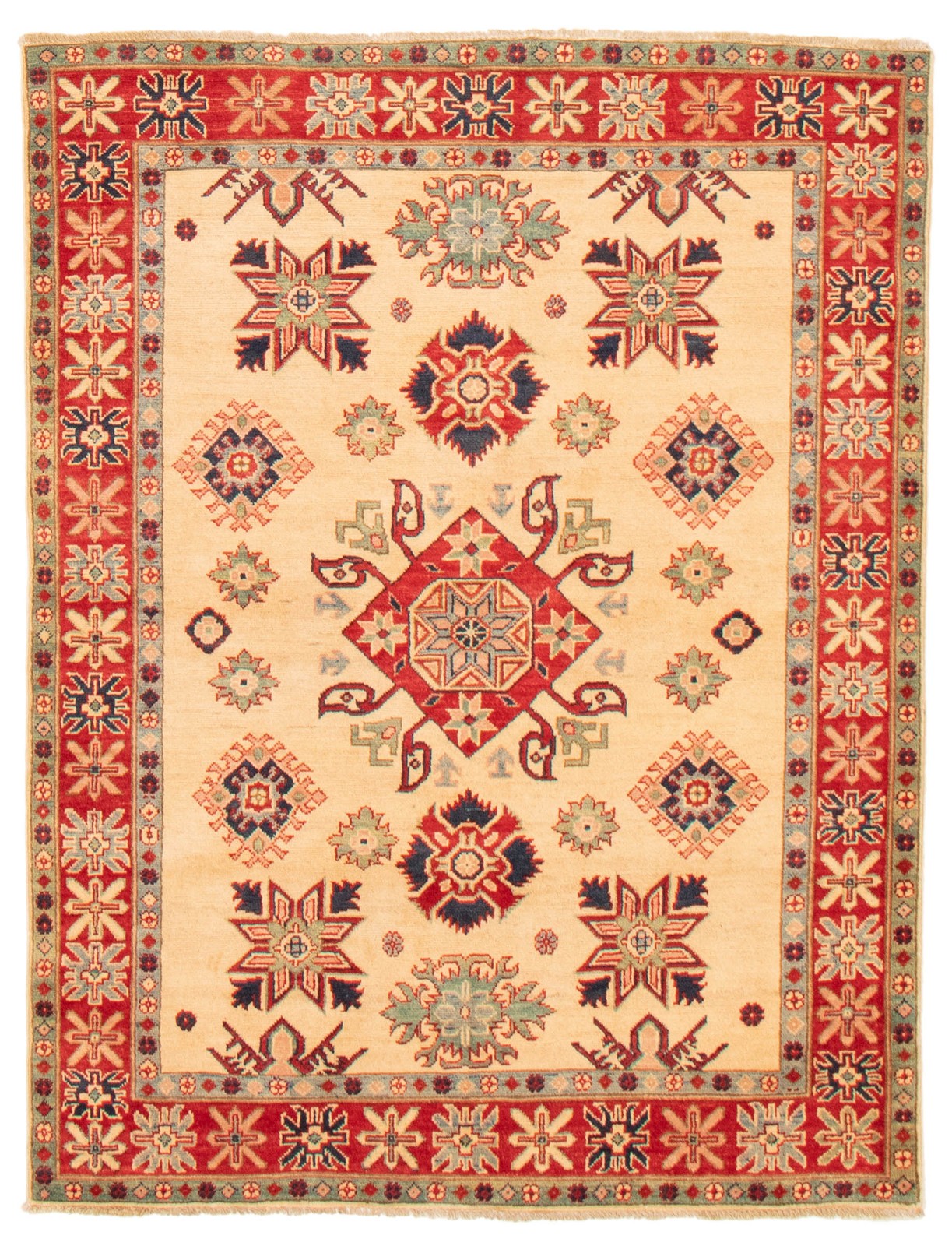 Traditional Hand-Knotted Geometric Area Rug 5'0" x 6'6" Oriental Wool Carpet gallery