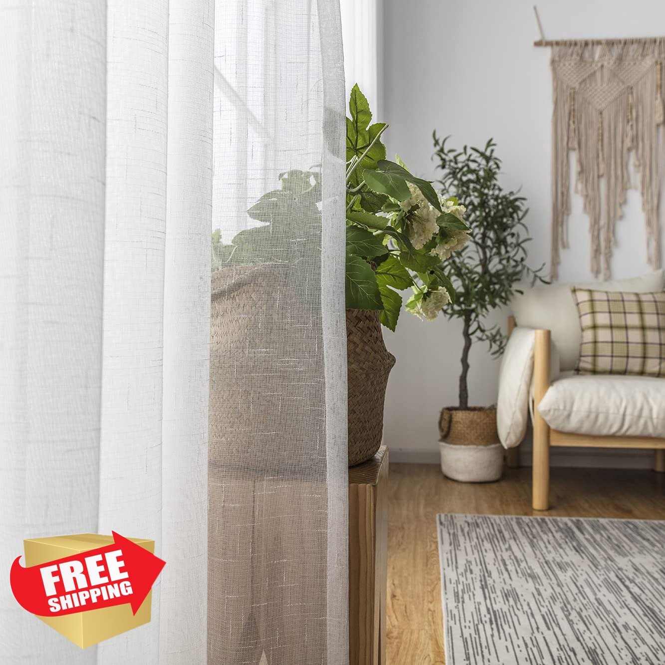 Ftinala 84" Pinch Pleated Sheer Curtain Off White gallery